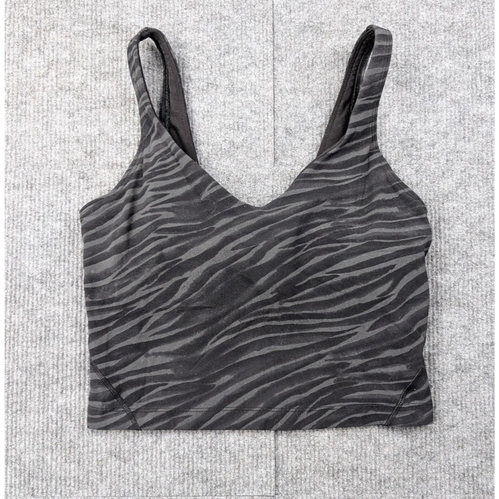 Lululemon Align Tank Womens 4 Black Striped Zebra Athleisure Built In Bra Train